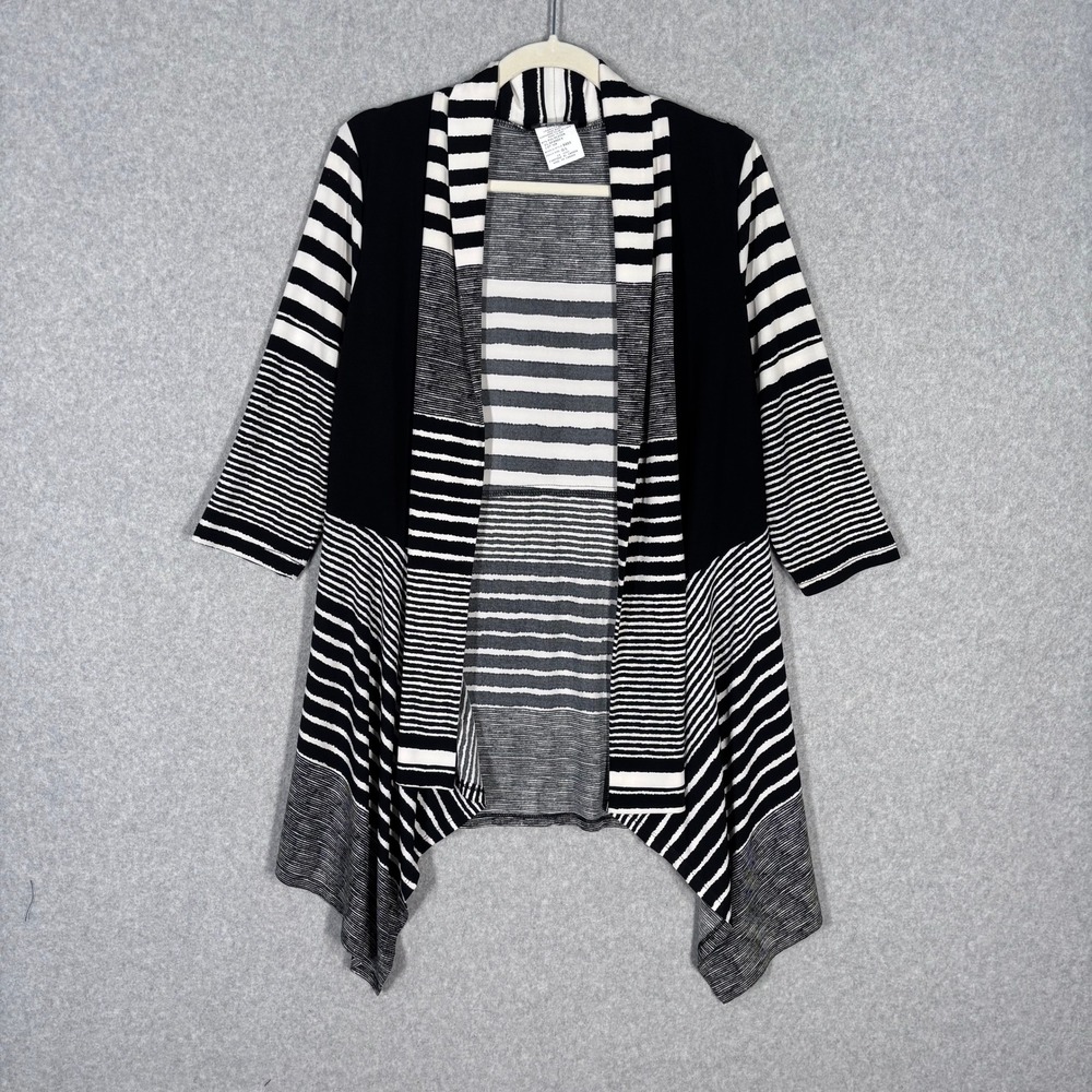 Bali  Cardigan Duster Large Black‎ Draped Liquid Slinky Knit Artsy Asymmetric